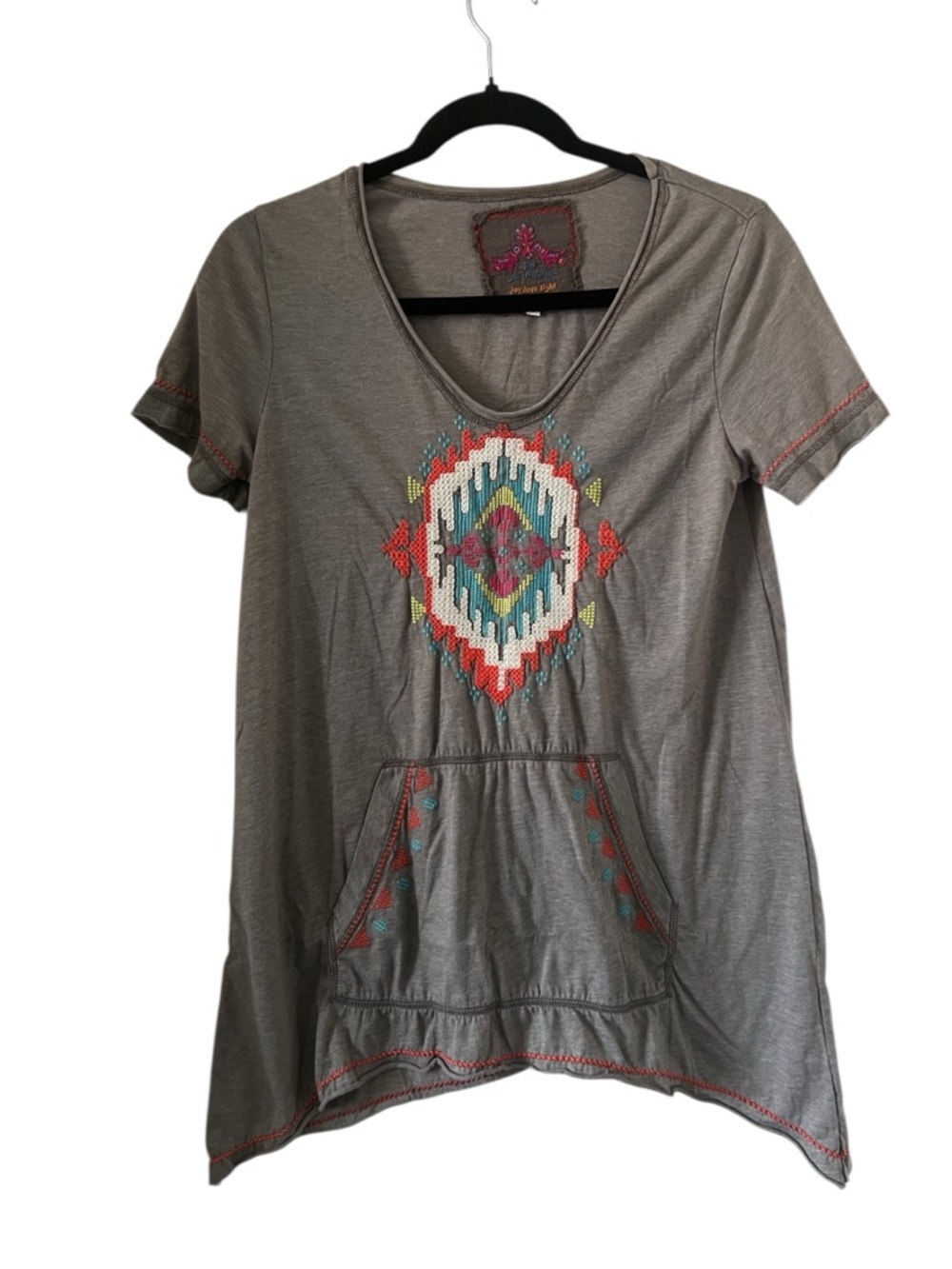 Johnny Was Southwestern Embroidered Tunic Top Size S
